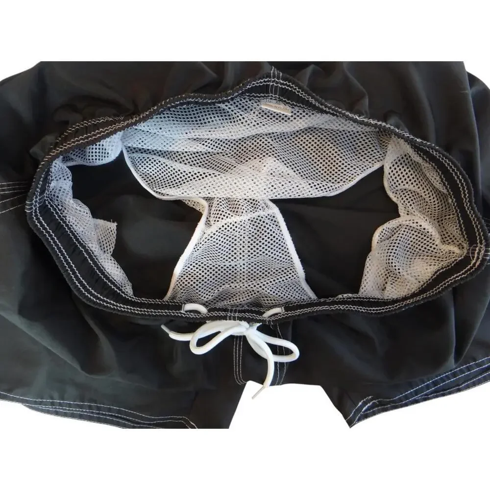 High-Quality Black Nylon‎ Swim Shorts - XL